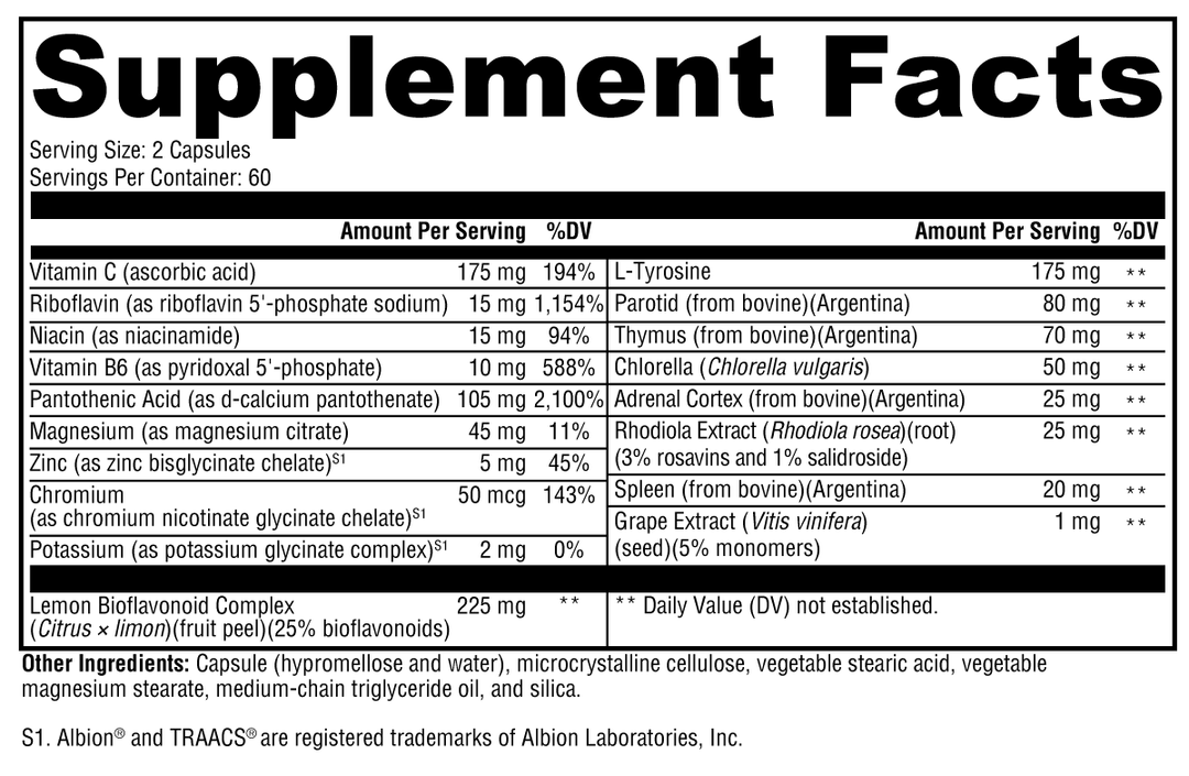 Adrenal Manager™ 120 Capsules Supplement Facts