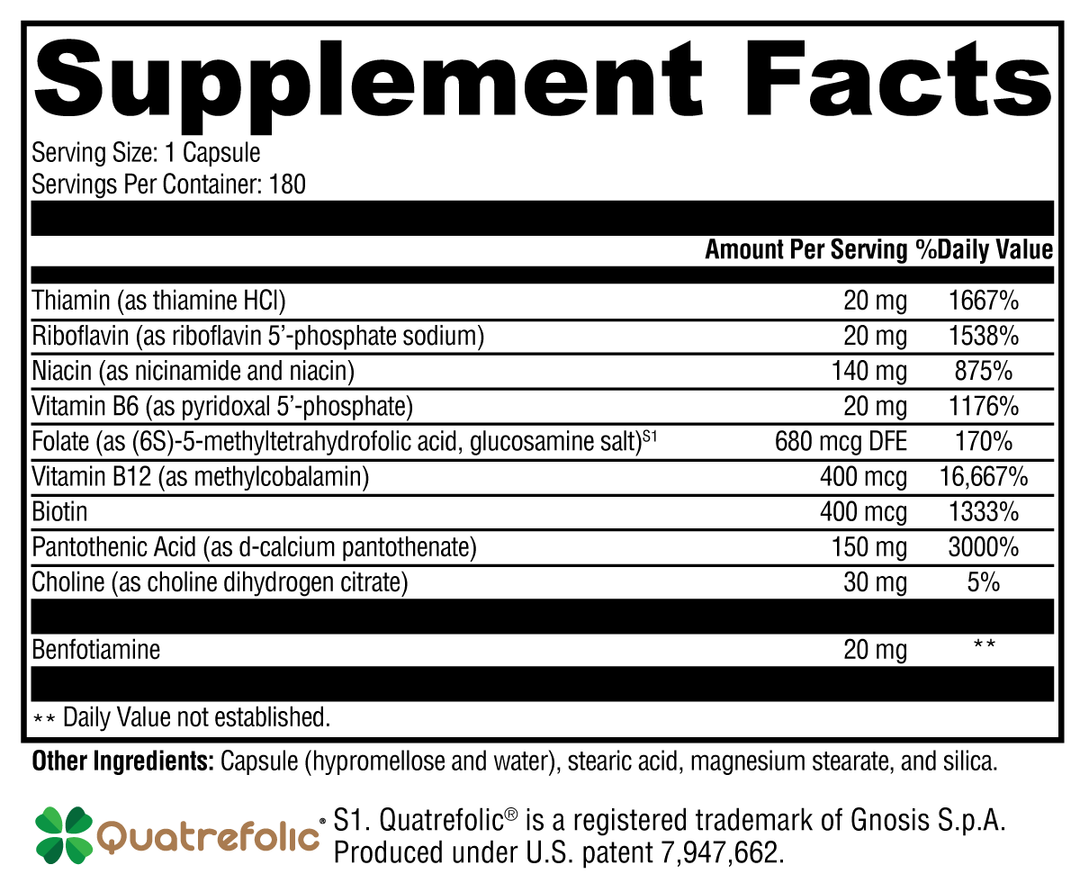 B Activ® 180 Capsules Supplement Facts