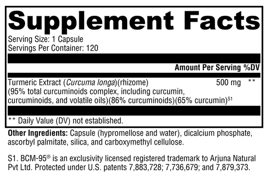 CurcuPlex-95™ 120 Capsules Supplement Facts