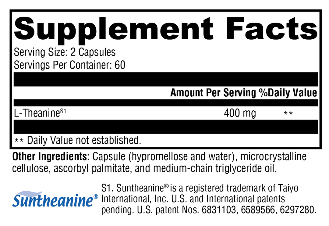 L-Theanine 120 Capsules Supplement Facts