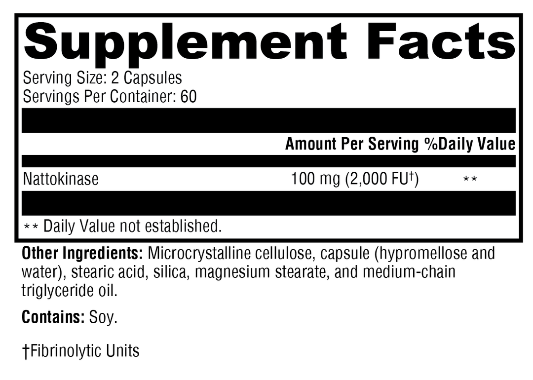 Nattokinase 120 Capsules Supplement Facts