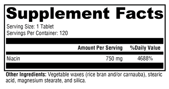NiaVasc™ 750 120 Tablets Supplement Facts