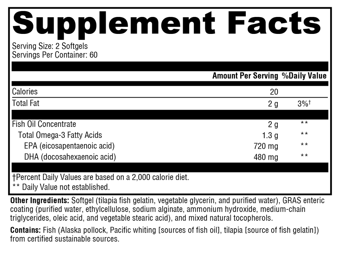OmegaPure 600 EC™ 120 Softgels Supplement Facts