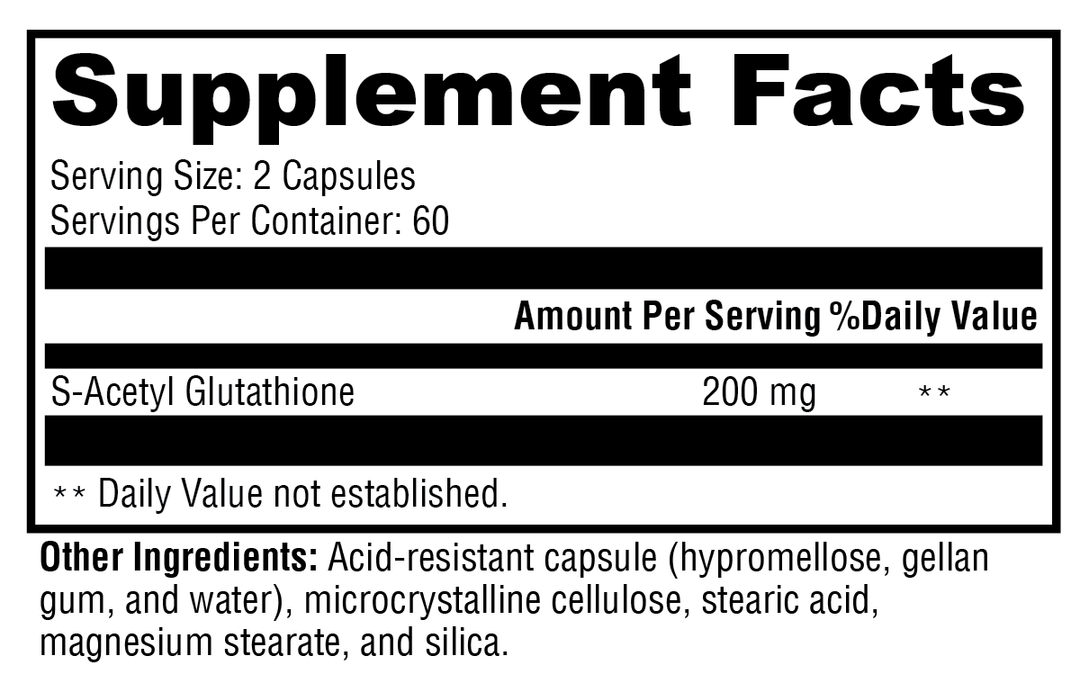 S-Acetyl Glutathione 120 Capsules Supplement Facts