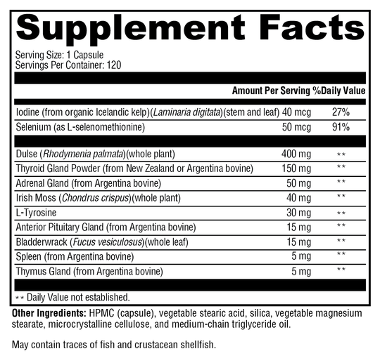 T-150 120 Capsules Supplement Facts
