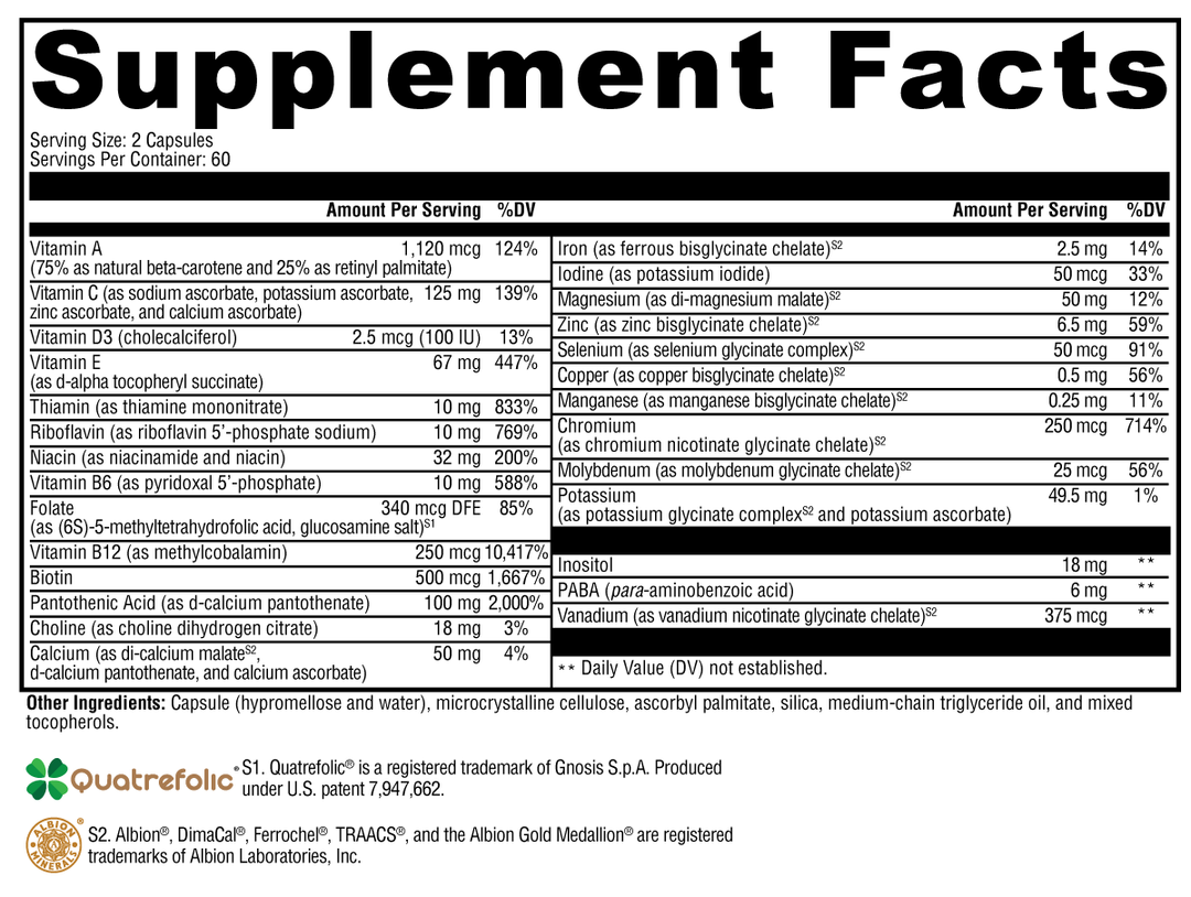 ActivNutrients® 120 Capsules Supplement Facts
