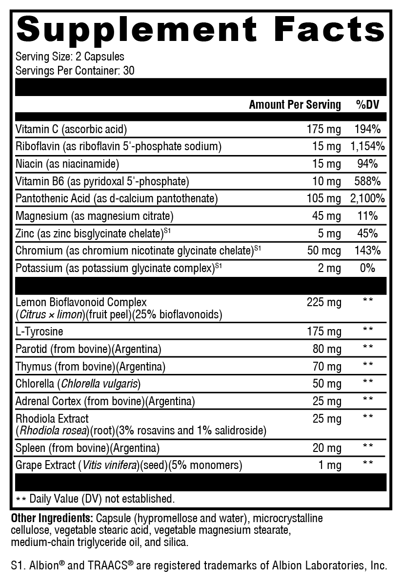 Adrenal Manager™ 60 Capsules Supplement Facts