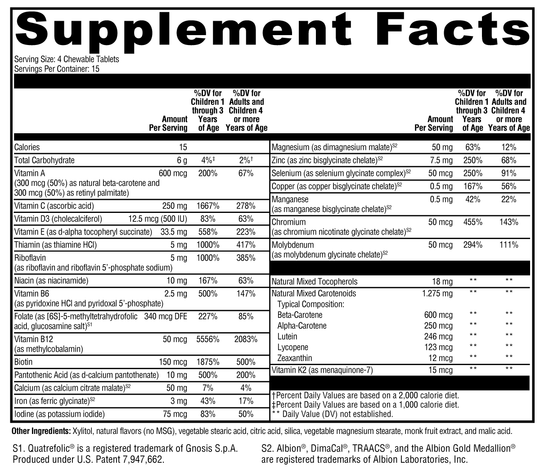 ActivNutrients® Chewable Mixed Berry 60 Tablets Supplement Facts