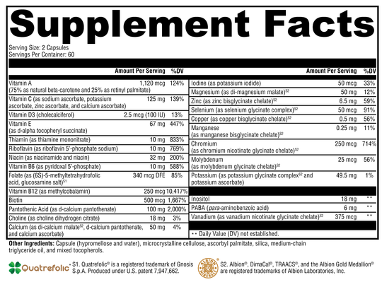 ActivNutrients® without Iron 120 Capsules Supplement Facts