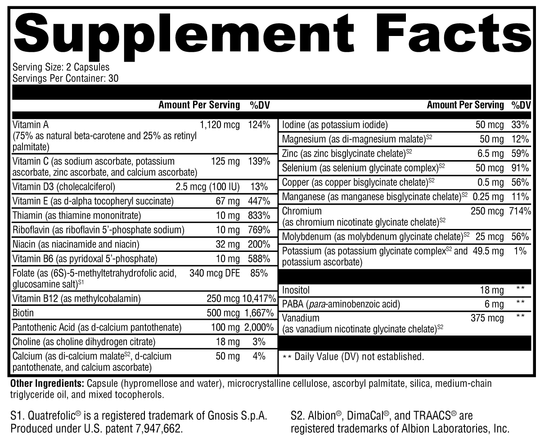 ActivNutrients® without Iron 60 Capsules Supplement Facts