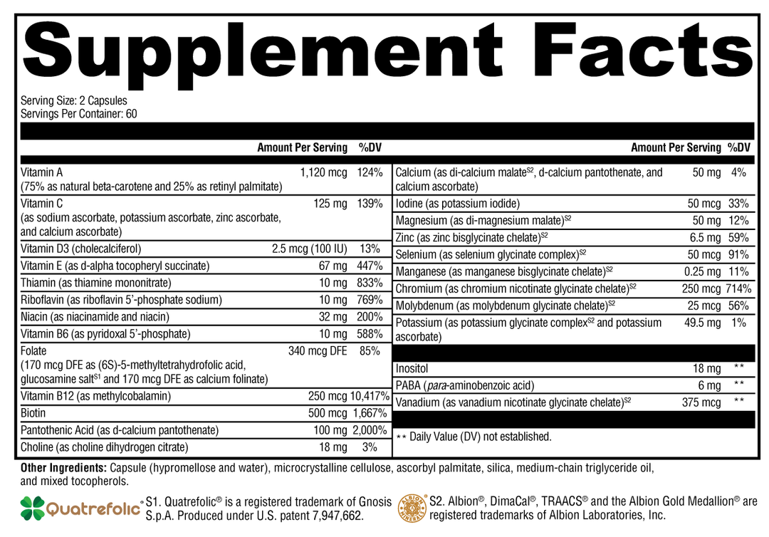 ActivNutrients® without Copper & Iron 120 Capsules Supplement Facts