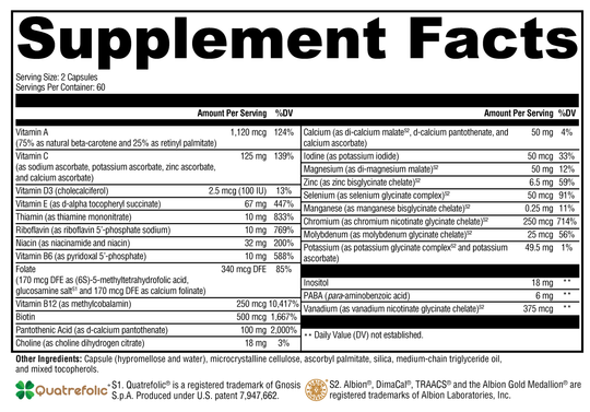 ActivNutrients® without Copper & Iron 120 Capsules Supplement Facts