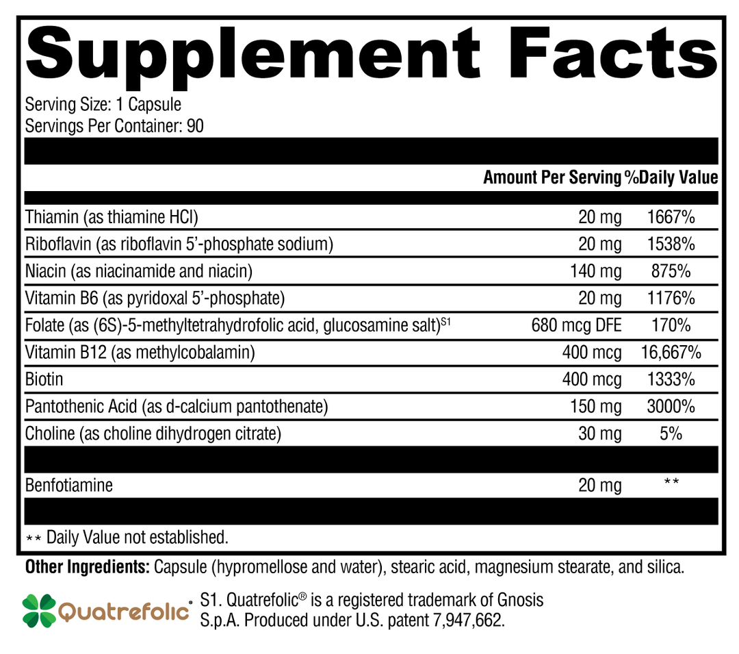 B Activ® 90 Capsules Supplement Facts
