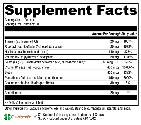B Activ® 90 Capsules Supplement Facts
