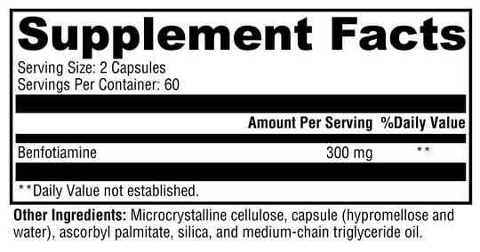 Benfotiamine 120 Capsules Supplement Facts