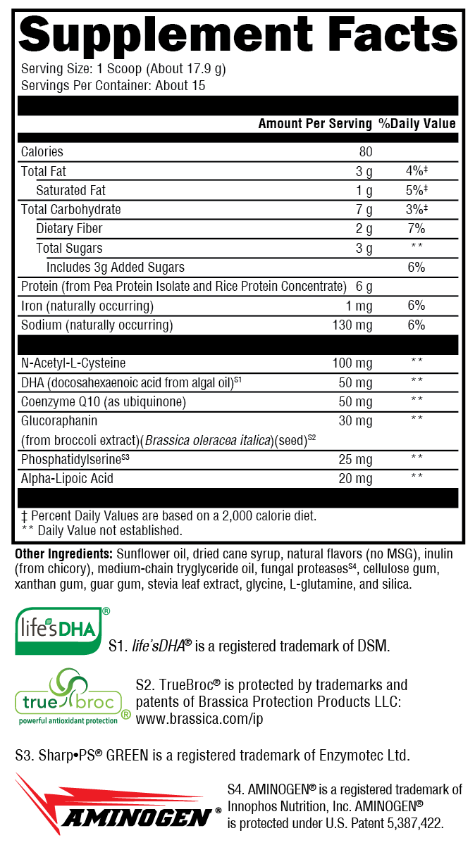 BrainSustain™ for Kids Vanilla Delight 15 Servings Supplement Facts
