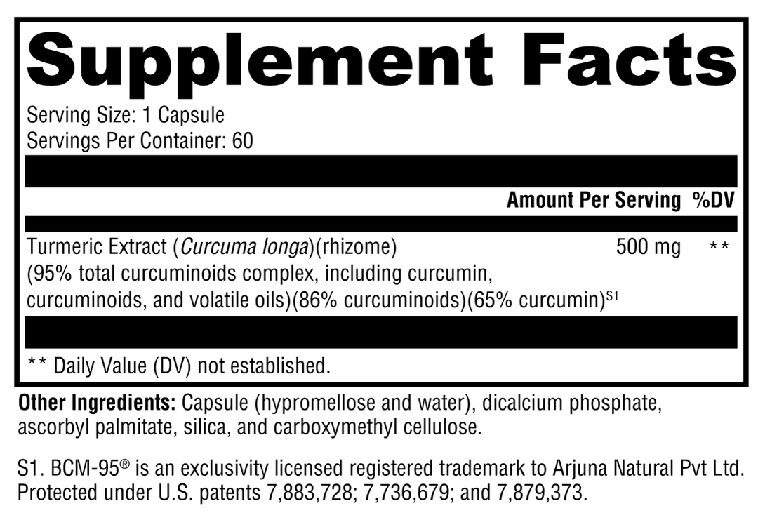 CurcuPlex-95™ 60 Capsules Supplement Facts