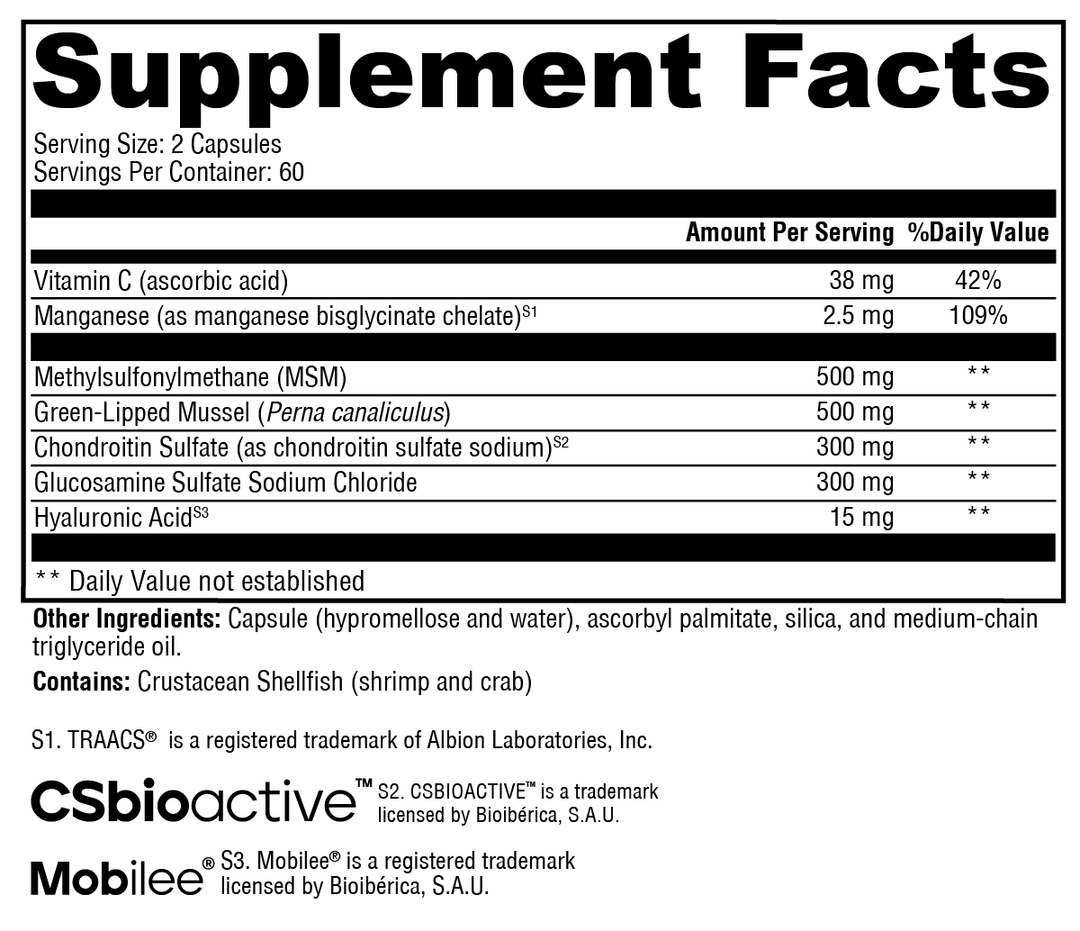 SynovX® DJD 120 Capsules Supplement Facts