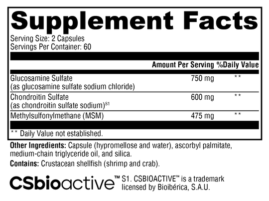 SynovX® Recovery 120 Capsules Supplement Facts