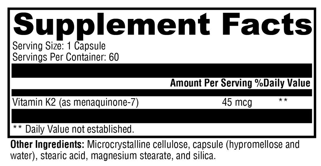 K2-45 60 Capsules Supplement Facts