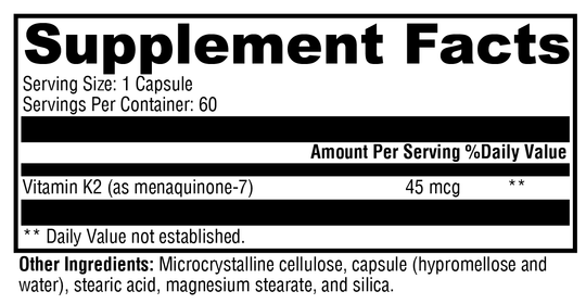 K2-45 60 Capsules Supplement Facts