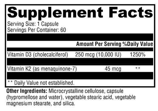 K2-D3 10,000 60 Capsules Supplement Facts