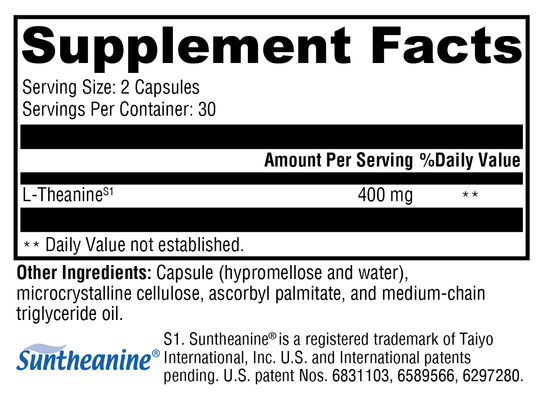 L-Theanine 60 Capsules Supplement Facts