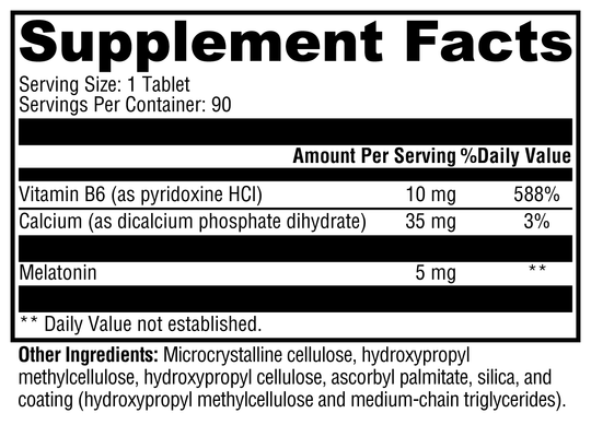 Melatonin CR 90 Tablets Supplement Facts
