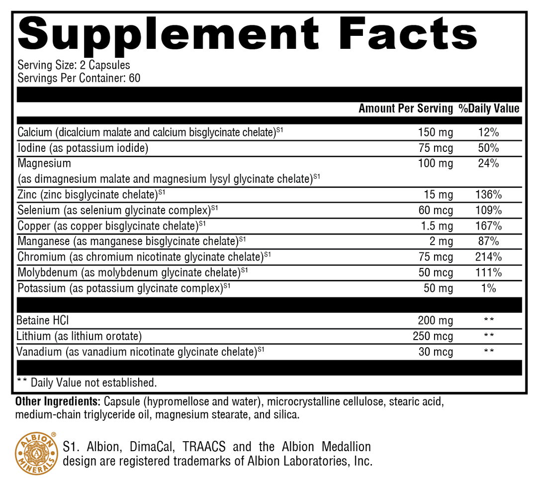 MinRex® 120 Capsules Supplement Facts