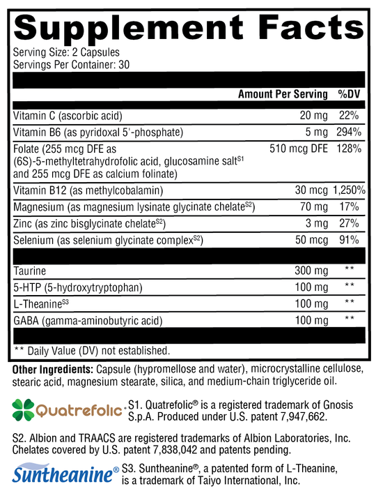 Mood Food™ ES 60 Capsules Supplement Facts