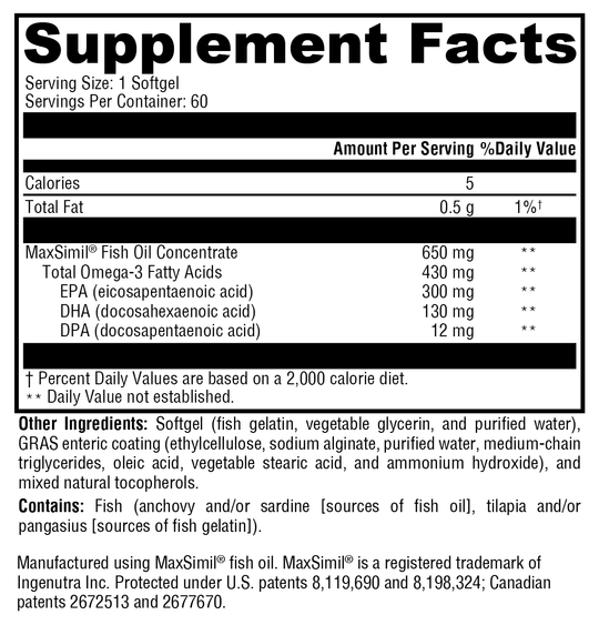 Omega MonoPure® 650 EC 60 Softgels Supplement Facts