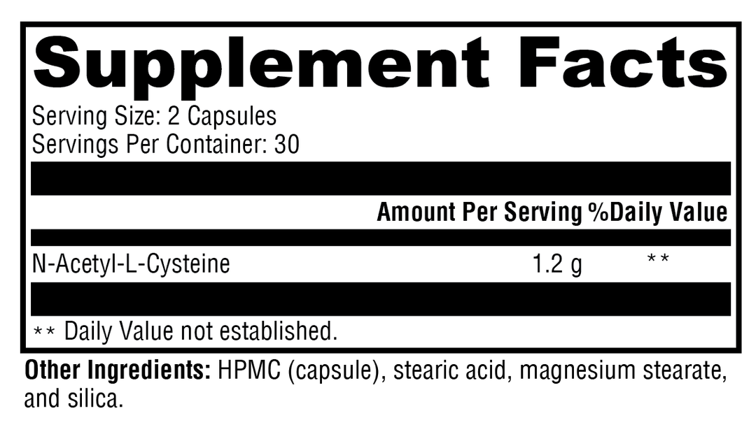 NAC 60 Capsules Supplement Facts