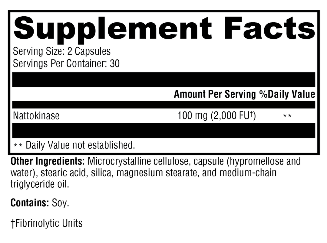 Nattokinase 60 Capsules Supplement Facts