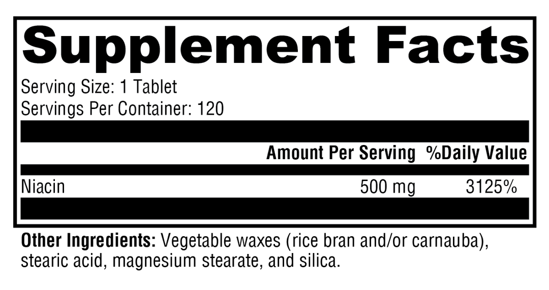 NiaVasc™ 120 Tablets Supplement Facts