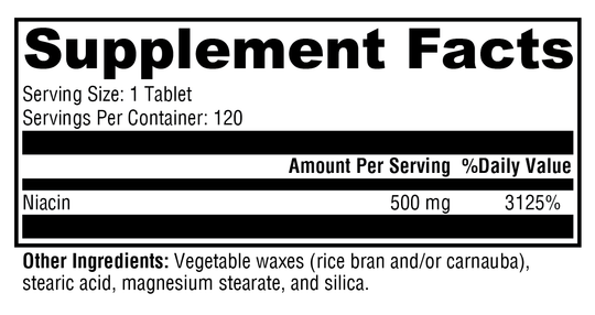 NiaVasc™ 120 Tablets Supplement Facts