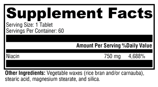 NiaVasc™ 750 60 Tablets Supplement Facts