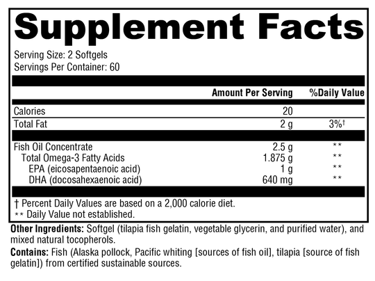 OmegaPure 820™ 120 Softgels Supplement Facts