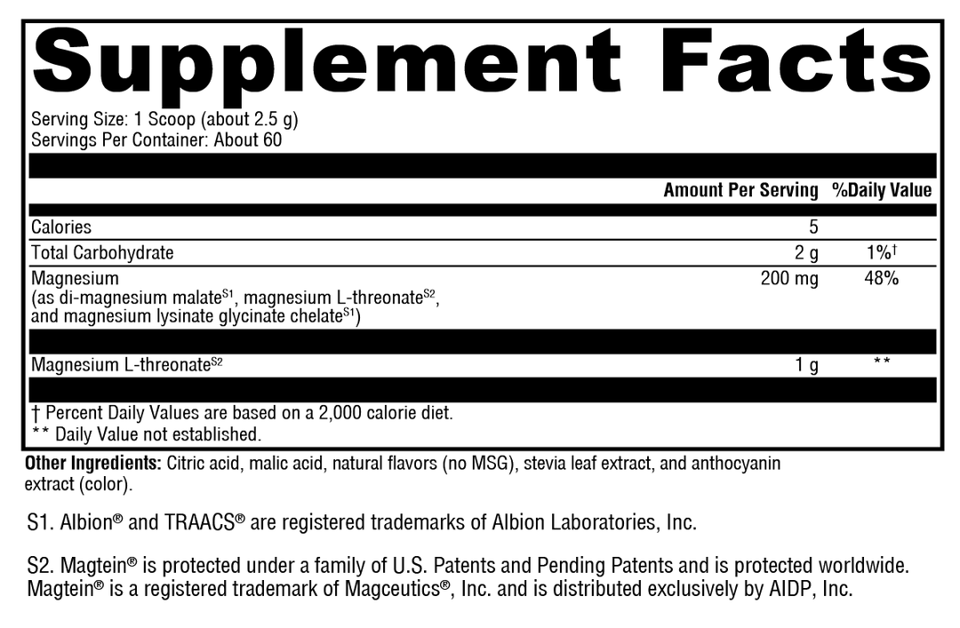 OptiMag® Neuro Mixed Berry 60 Servings Supplement Facts