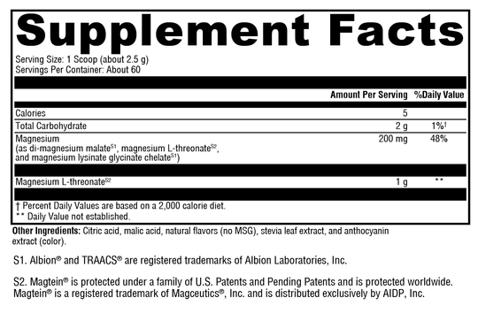 OptiMag® Neuro Mixed Berry 60 Servings Supplement Facts