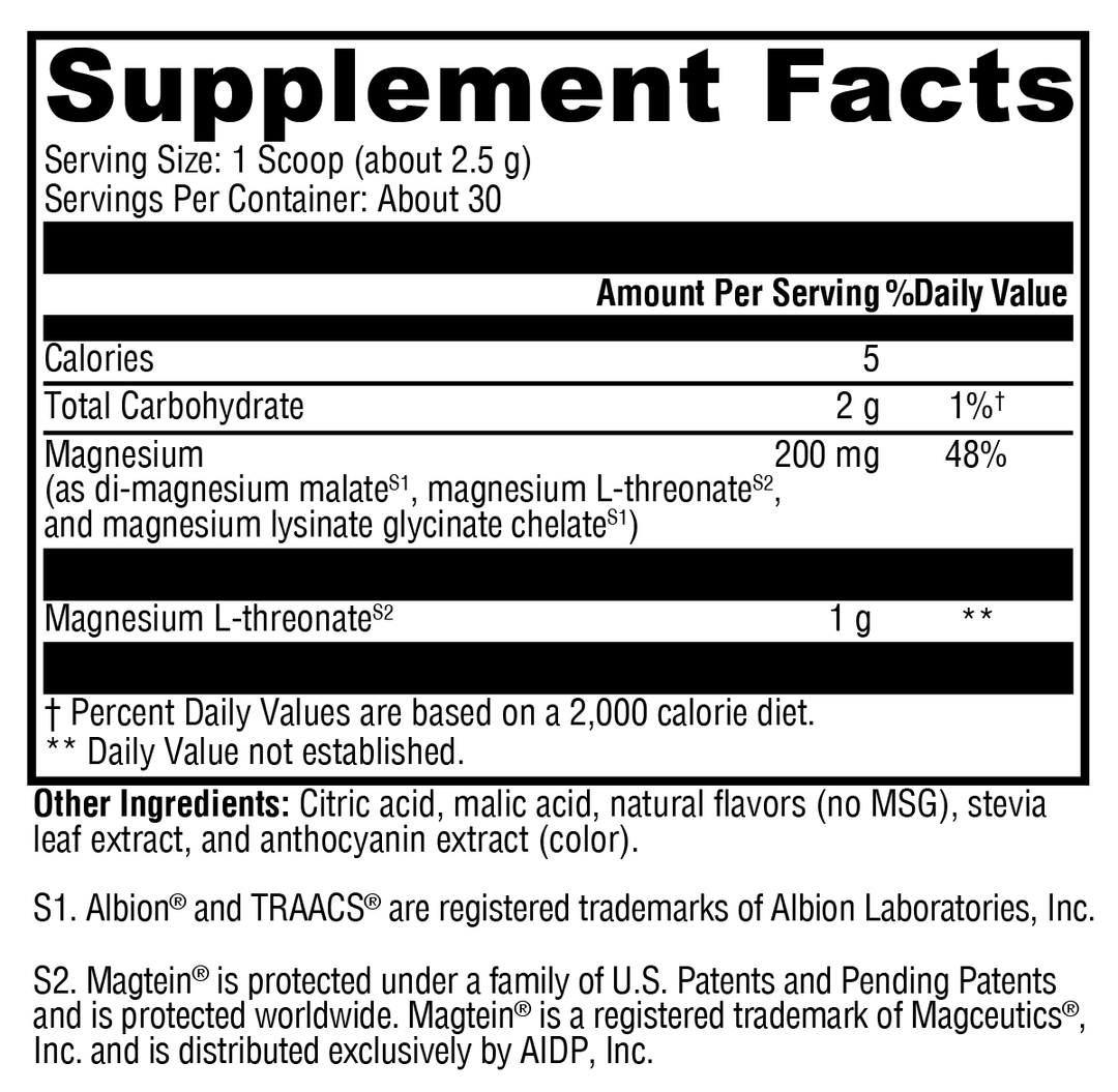 OptiMag® Neuro Mixed Berry 30 Servings Supplement Facts