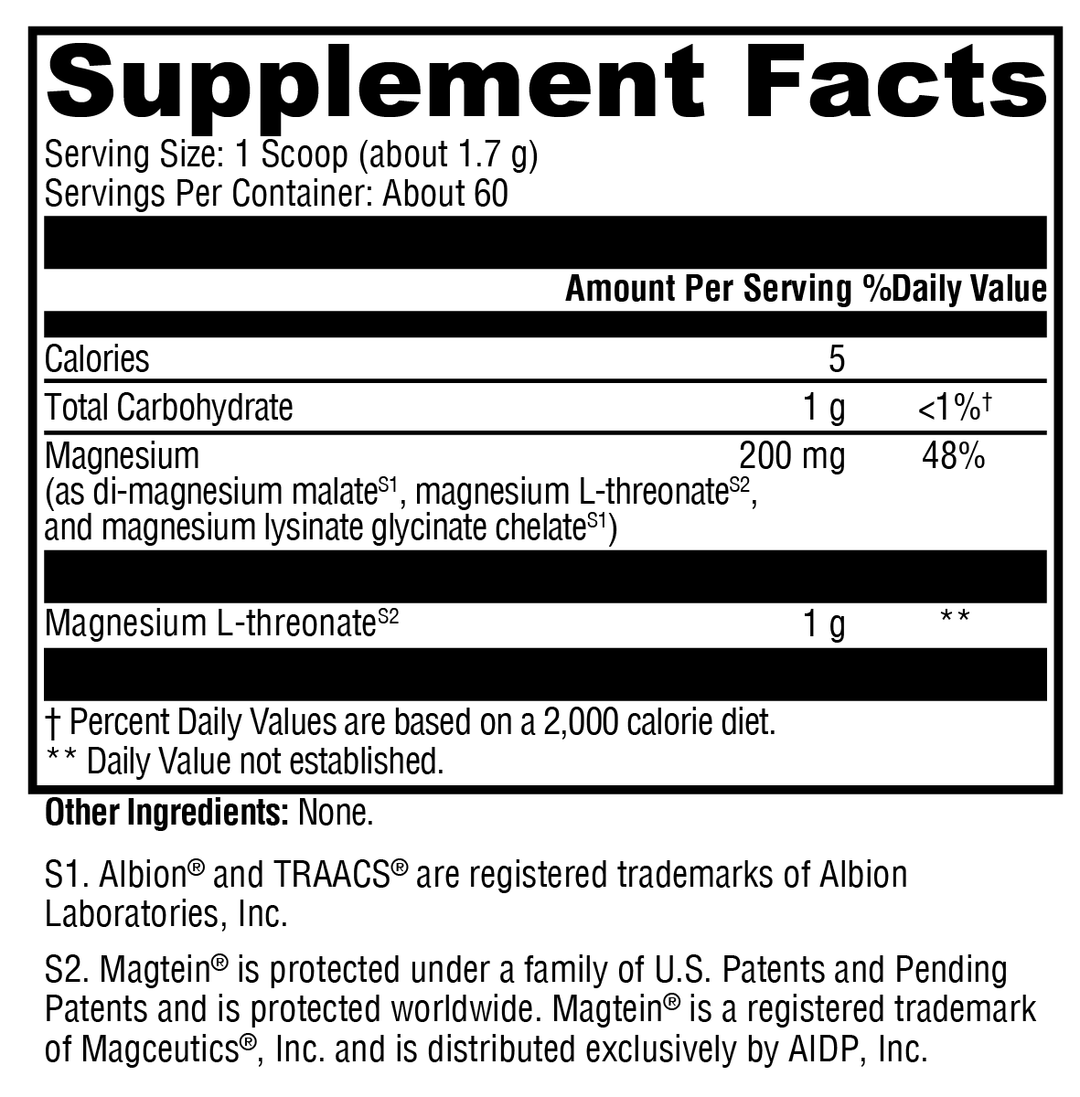 OptiMag® Neuro Unflavored 60 Servings Supplement Facts
