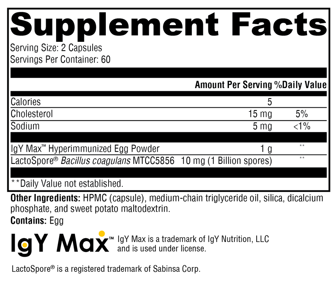 ProbioMax® IG 26 120 Capsules Supplement Facts