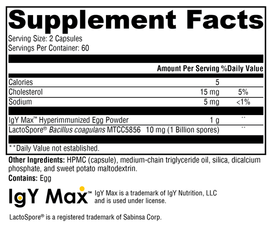 ProbioMax® IG 26 120 Capsules Supplement Facts
