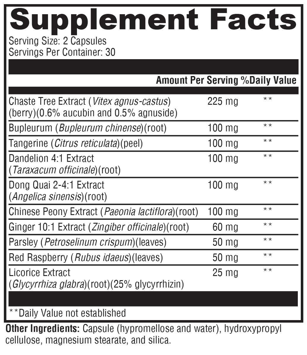 PMS Soothe™ 60 Capsules Supplement Facts