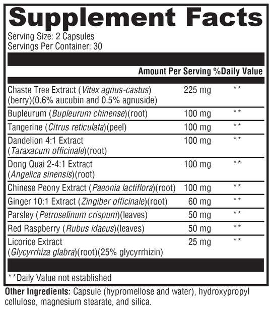 PMS Soothe™ 60 Capsules Supplement Facts