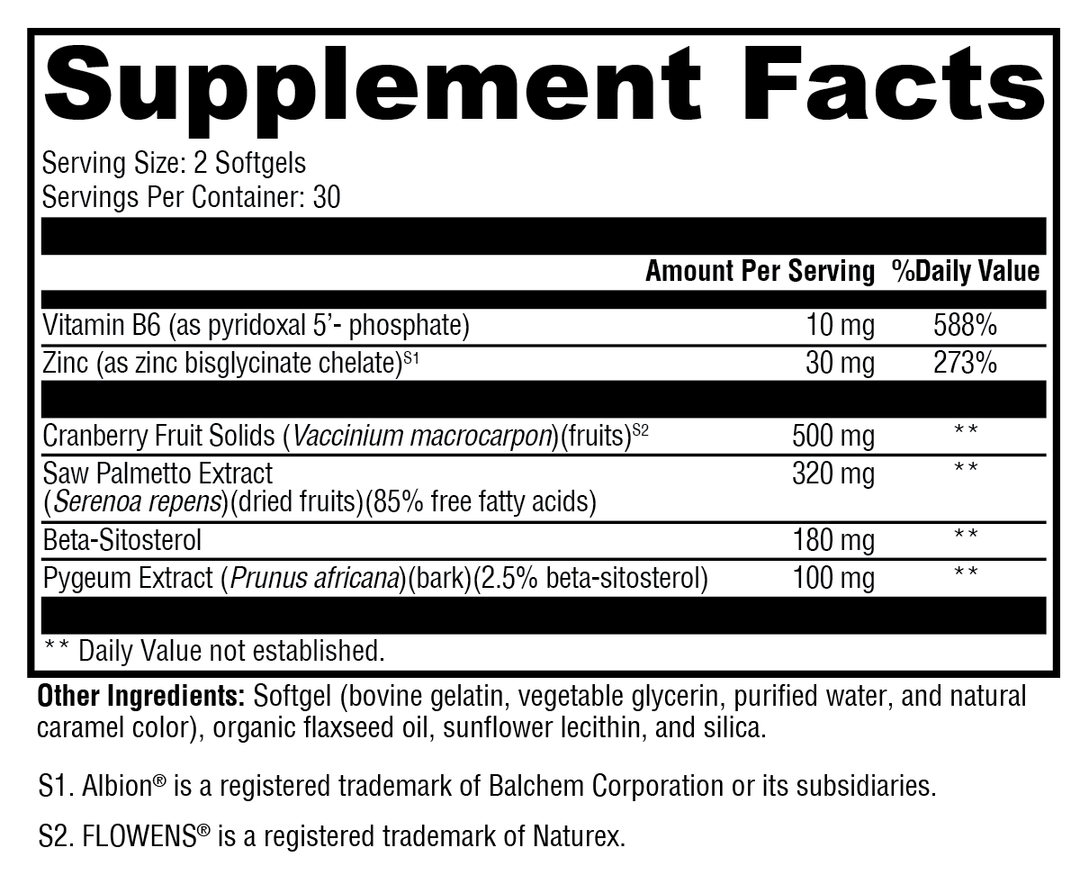 Prostate FLO™ 60 Softgels Supplement Facts