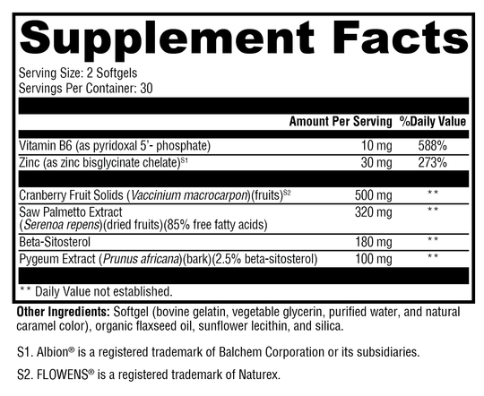 Prostate FLO™ 60 Softgels Supplement Facts