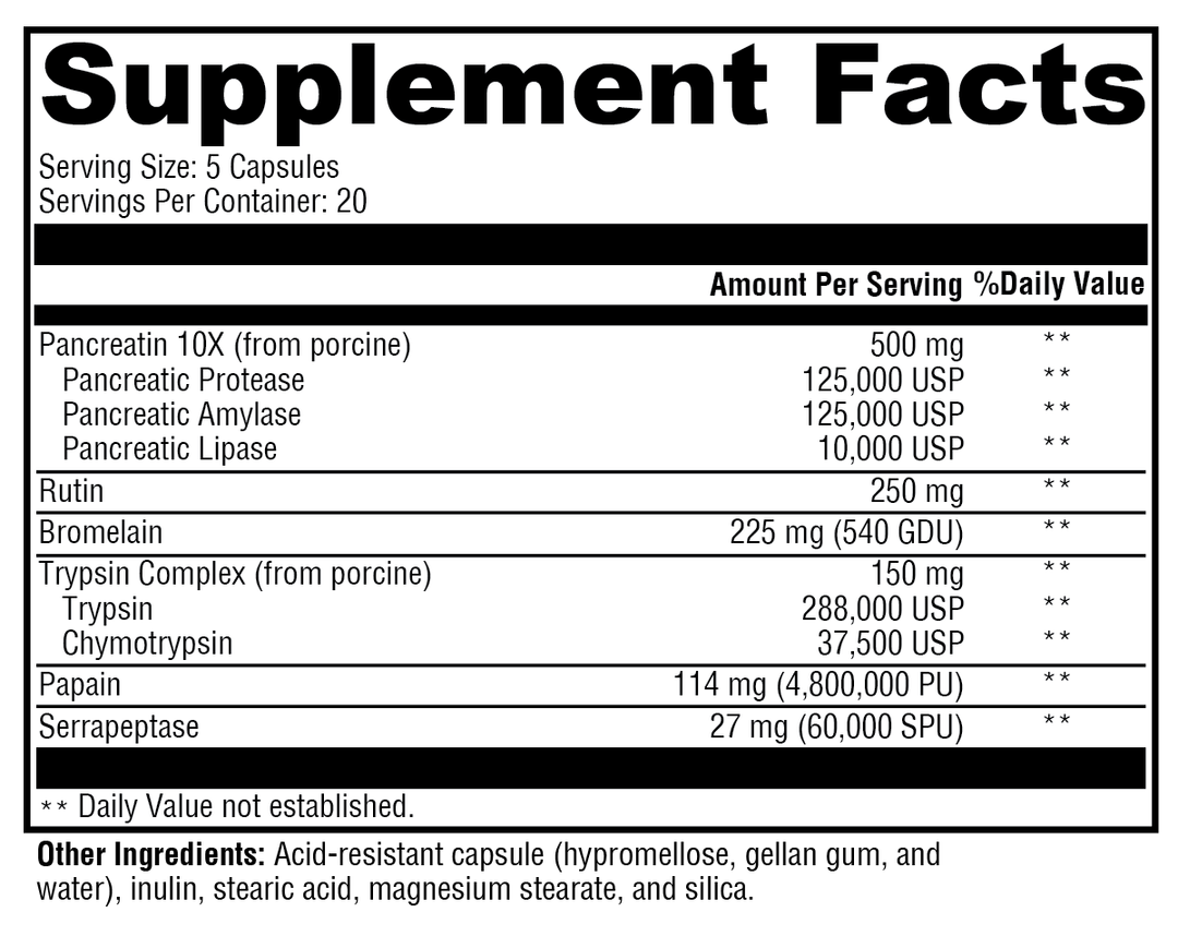 ProteoXyme™ 100 Capsules Supplement Facts