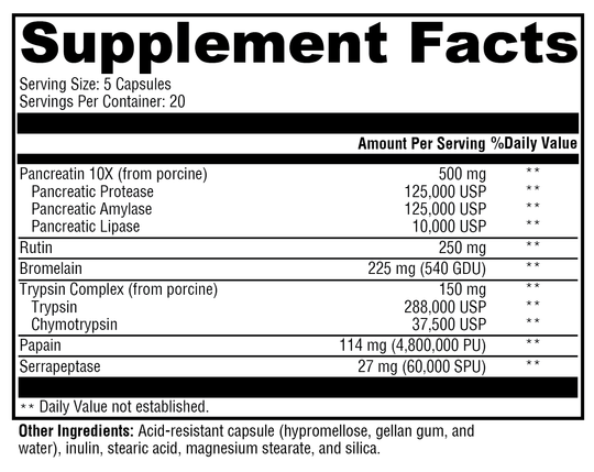 ProteoXyme™ 100 Capsules Supplement Facts