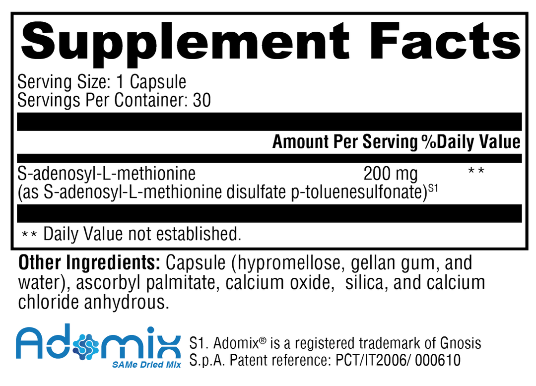 SAM-e 30 Capsules Supplement Facts